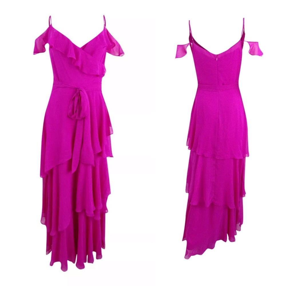 NWT Tahari hot pink ruffle gown